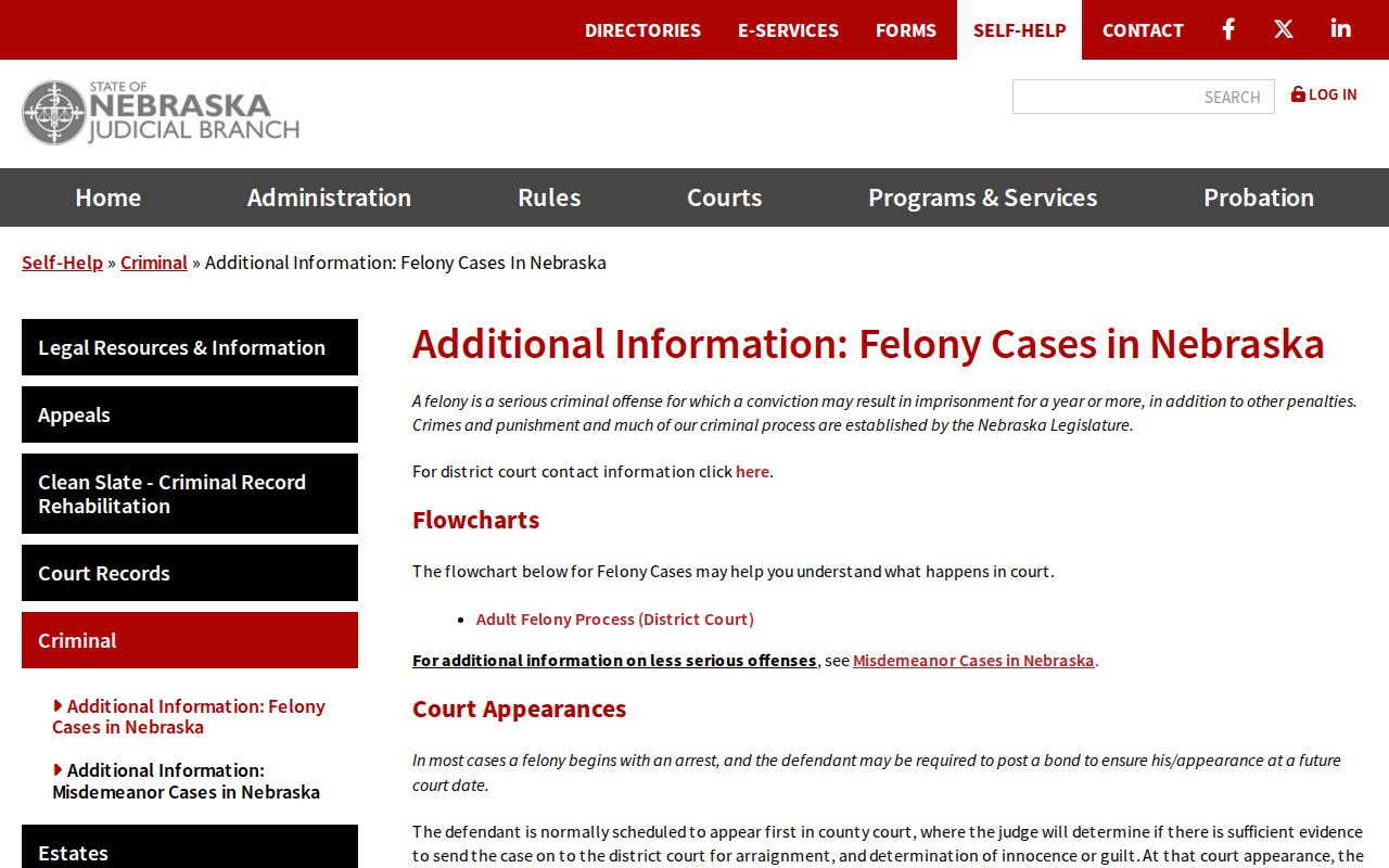 Nebraska official warrant and payment guidance for court cases