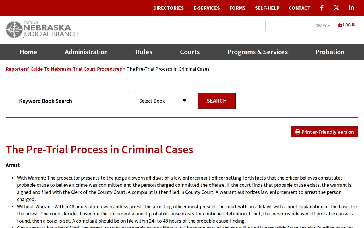 Nebraska Judicial Branch probable-cause and court-file process