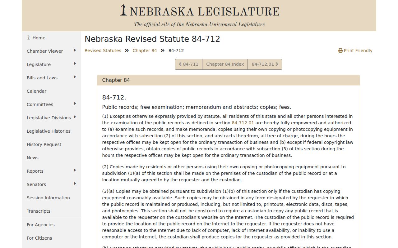 Nebraska public-record statute page for Loup County access questions