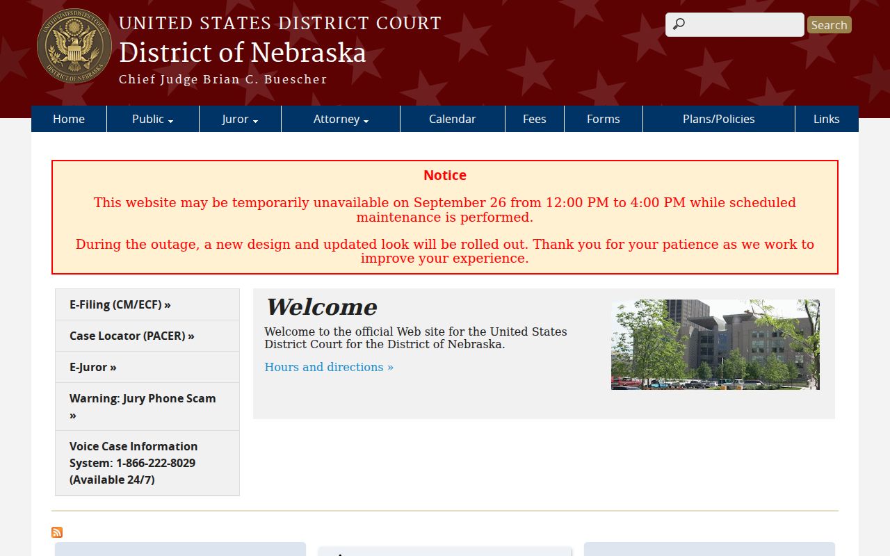 U.S. District Court for Nebraska official federal court page