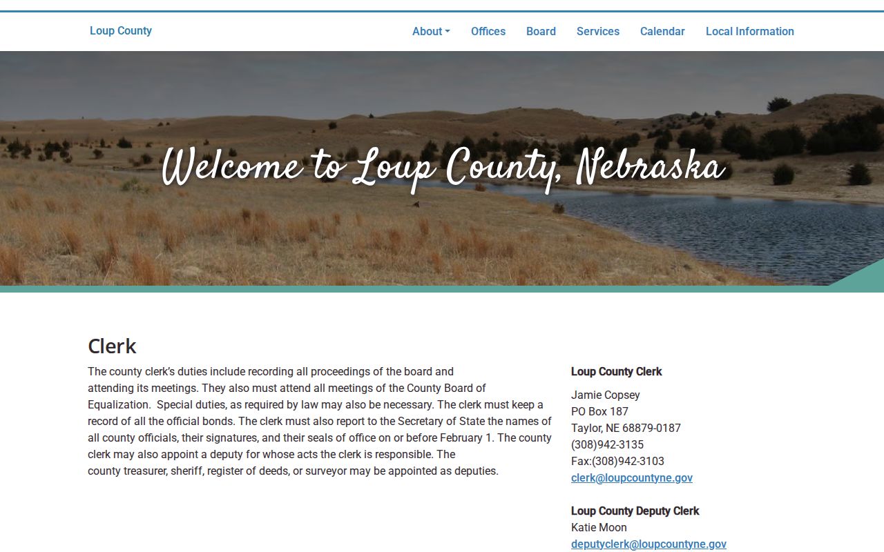 Loup County clerk records page and public request route