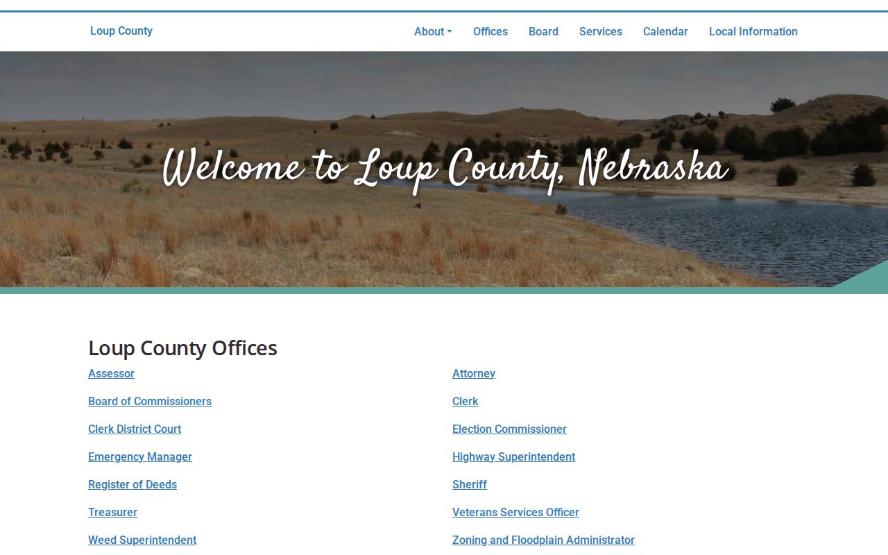 Loup County office directory showing sheriff and clerk contacts